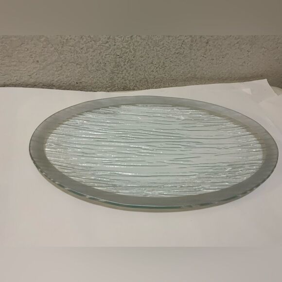 GAC Silver-Trimmed Glass Meat Serving Tray 8.5 x 14-Inch Modern Oval Platter G6 - Picture 1 of 5